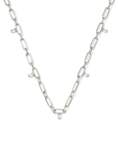 Cecelia Silver Crystal Chain Necklace White CZ
