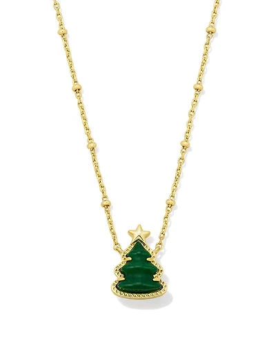 Holiday Tree Gold Short Pendant Necklace