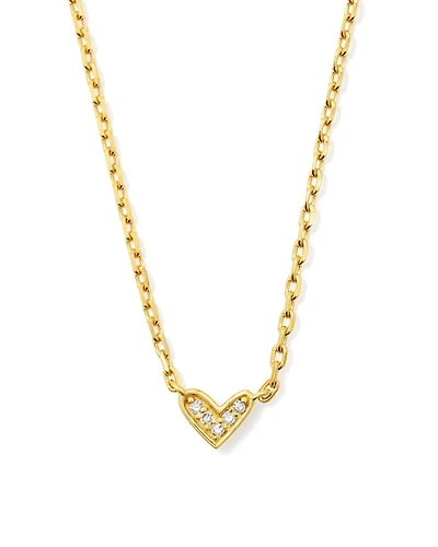 Tiny Ari Heart Sterling Silver Diamond Pendant Necklace White