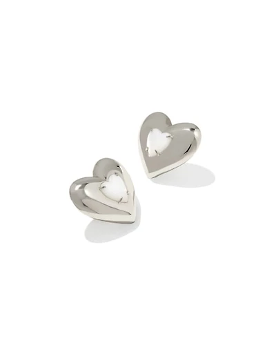 Sasha Heart Silver Stud Earrings