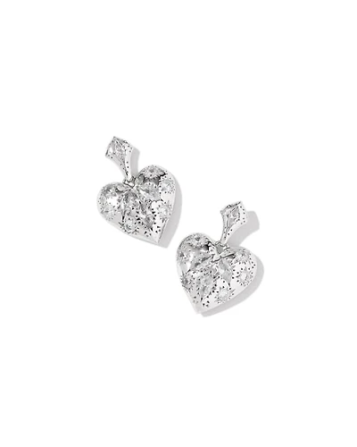 Holland Silver Heart Drop Earrings in White CZ