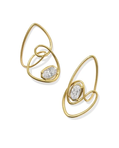 Myles Vintage Gold Crystal Statement Earrings in White CZ