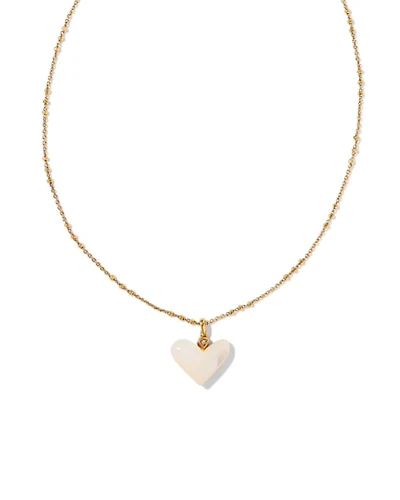 Poppy Vintage Gold Short Pendant Necklace Ivory Mother-of-Pearl