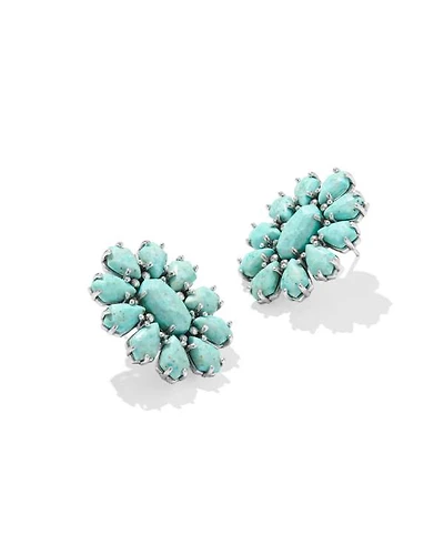 Flynn Vintage Silver Stud Earrings Sea Green Chrysocolla