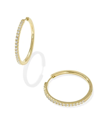 Mackenzie 18k Gold Vermeil Large Hoop Earrings White Topaz