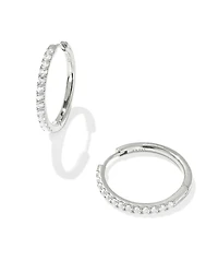 Mackenzie Sterling Silver Medium Hoop Earrings White Topaz