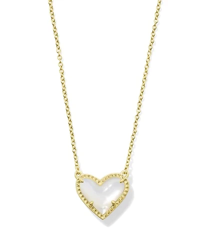 Ari Heart Gold Pendant Necklace Ivory Mother-of-Pearl