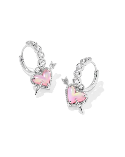 Ari Heart Arrow Silver Convertible Huggie Earrings