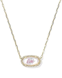Elisa Pave Frame Gold Short Pendant Necklace