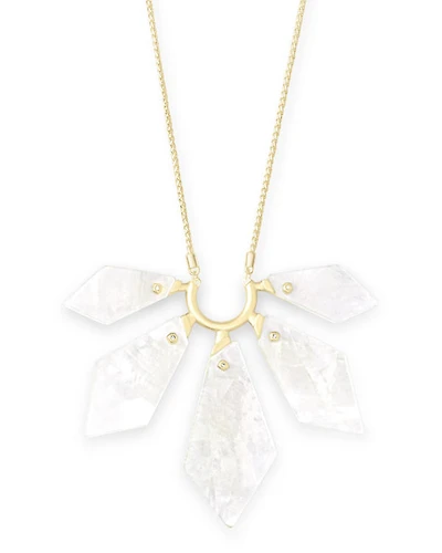 Mari Gold Long Pendant Necklace in Ivory Mother-of-Pearl