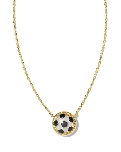 Soccer Gold Short Pendant Necklace Ivory Mother-of-Pearl