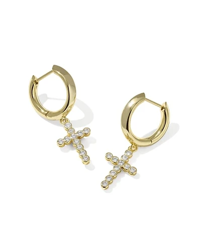 Cross Crystal Huggie Earrings