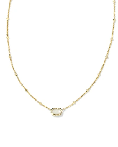 Mini Elisa Gold Satellite Short Pendant Necklace Ivory Mother-of-Pearl