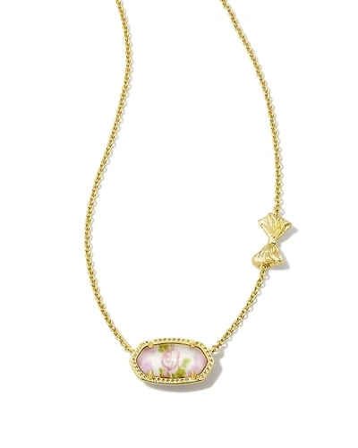 Kendra Scott x LoveShackFancy Gold Elisa Necklace Marie Pink Blooming Heirloom Illusion