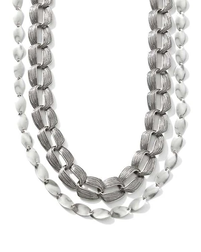 Kira Vintage Silver Chain Multi Strand Necklace