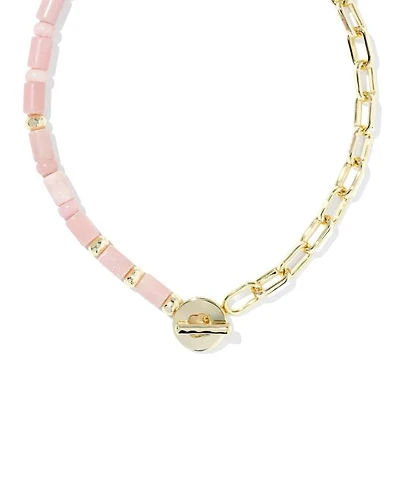 Lindsey Gold Beaded Half Chain Necklace
