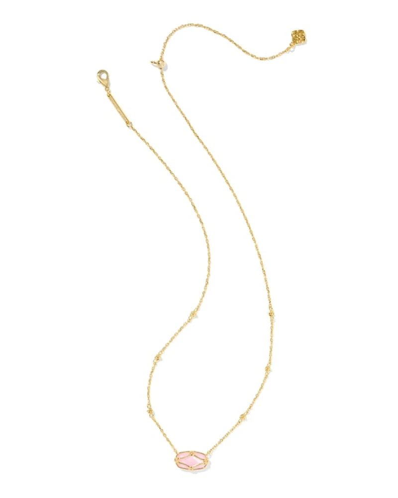 Elisa Lattice Frame Gold Short Pendant Necklace