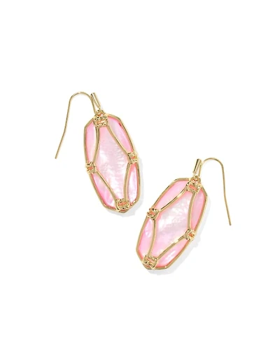Elle Lattice Frame Gold Drop Earrings