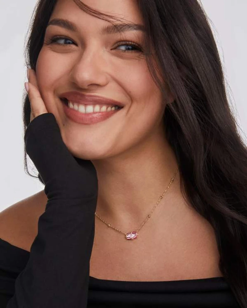 Elisa Lattice Frame Gold Short Pendant Necklace