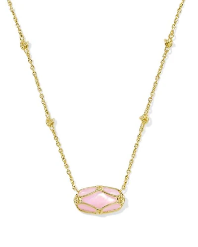 Elisa Lattice Frame Gold Short Pendant Necklace