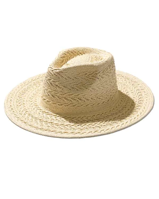Kendra Scott Natural Paper Straw Wide Brim Fedora Hat  display picture 3