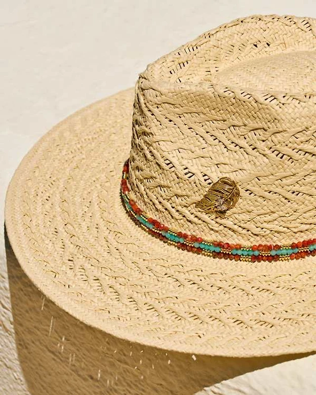 Kendra Scott Natural Paper Straw Wide Brim Fedora Hat  display picture 3