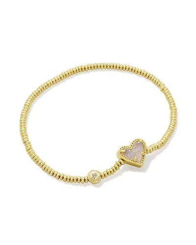 Ari Heart Gold Stretch Bracelet Iridescent Drusy