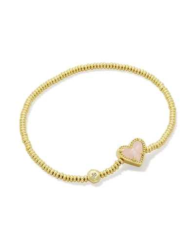 Ari Heart Gold Stretch Bracelet Rose Quartz
