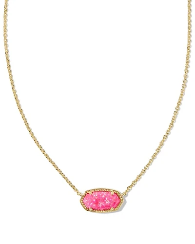 Elisa Gold Pendant Necklace in Bright Pink Lab Grown Opal