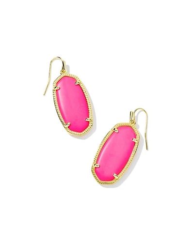 Elle Gold Drop Earrings Rose Quartz