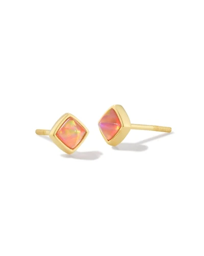 Greer 18k Gold Vermeil Stud Earrings Peach Kyocera Opal