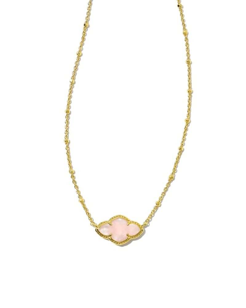 Abbie Gold Pendant Necklace Rose Quartz