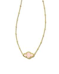 Abbie Gold Pendant Necklace Rose Quartz