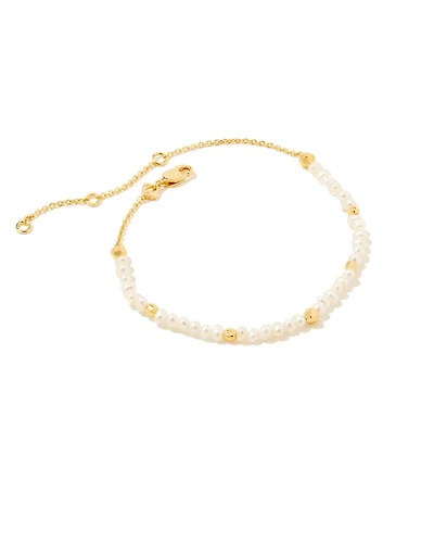 Brooklyn Pearl 18k Gold Vermeil Delicate Chain Bracelet in Freshwater Cultured Pearl