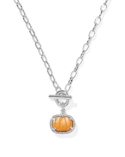 Pumpkin Silver Link and Chain Necklace