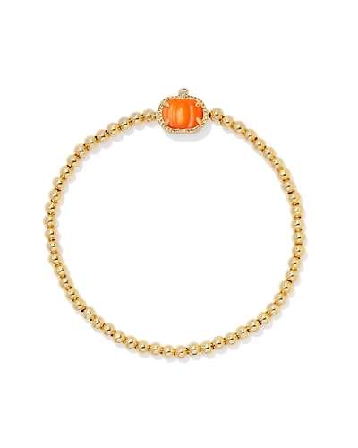 Pumpkin Silver Stretch Bracelet Orange Mother-of-Pearl