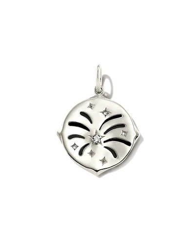 Celebration Oxidized Sterling Silver Charm White Sapphire