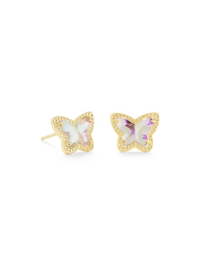 Lillia Gold Stud Earrings in Light Pink Drusy