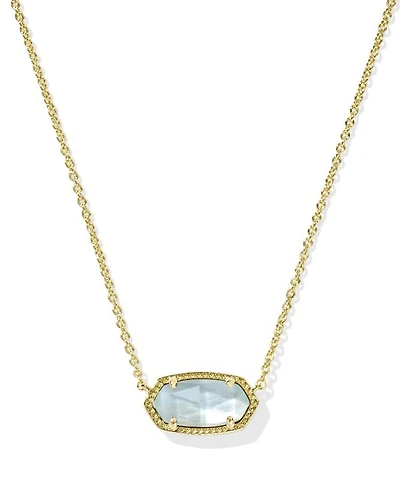 Elisa Gold Pendant Necklace Light Blue Illusion