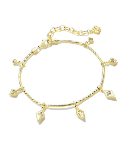 Kinsley Gold Delicate Chain Bracelet in White CZ