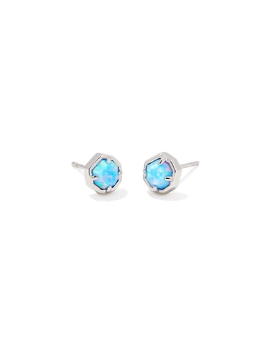 Nola Silver Stud Earrings Light Blue Lab Grown Opal