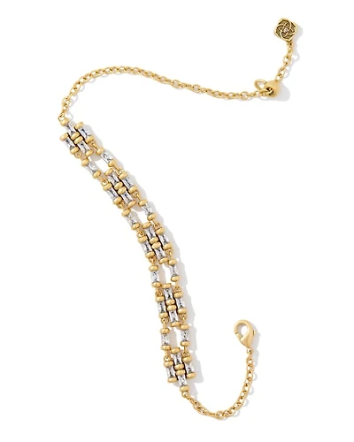 Ember Vintage Gold Crystal Delicate Chain Bracelet White