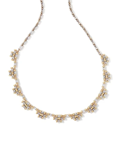 Ember Vintage Gold Crystal Strand Necklace White
