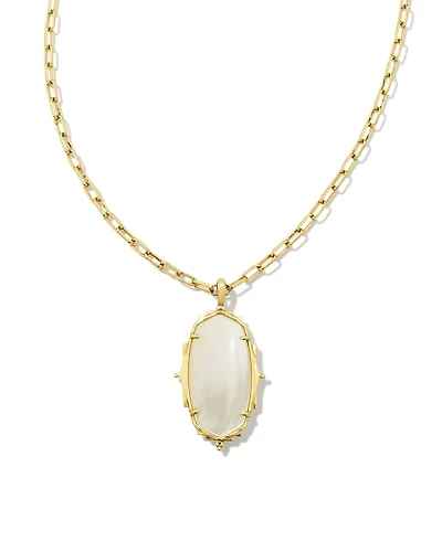 Baroque Vintage Gold Ella Long Pendant Necklace Natural Mother-of-Pearl