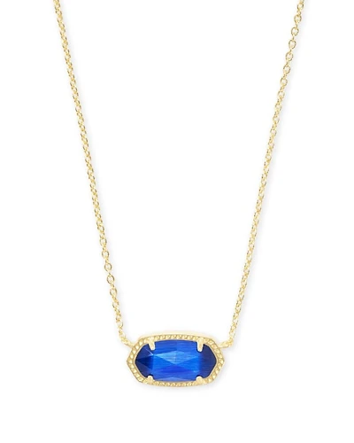 Elisa Gold Pendant Necklace Cobalt Cat's Eye