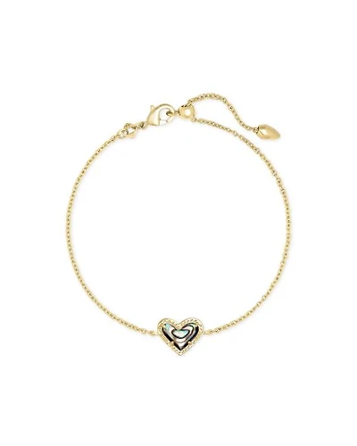 Ari Heart Gold Chain Bracelet Iridescent Drusy