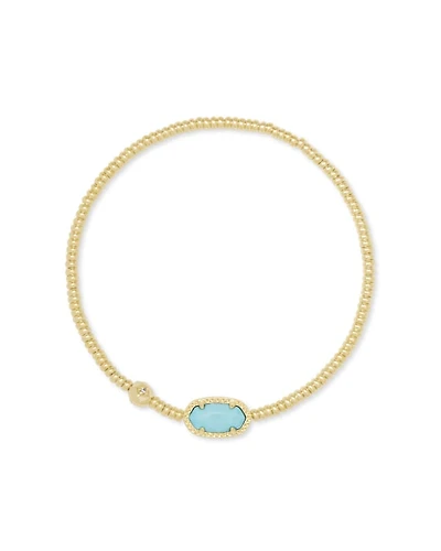 Grayson Gold Stretch Bracelet Light Blue Magnesite
