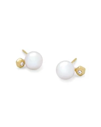 Cathleen 14k Yellow Gold Stud Earrings in Pearl