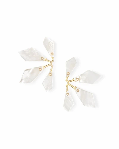 Malika Gold Statement Earrings Ivory Mother-of-Pearl
