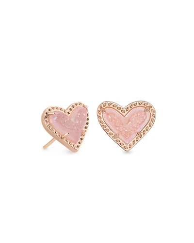 Ari Heart Rose Gold Stud Earrings